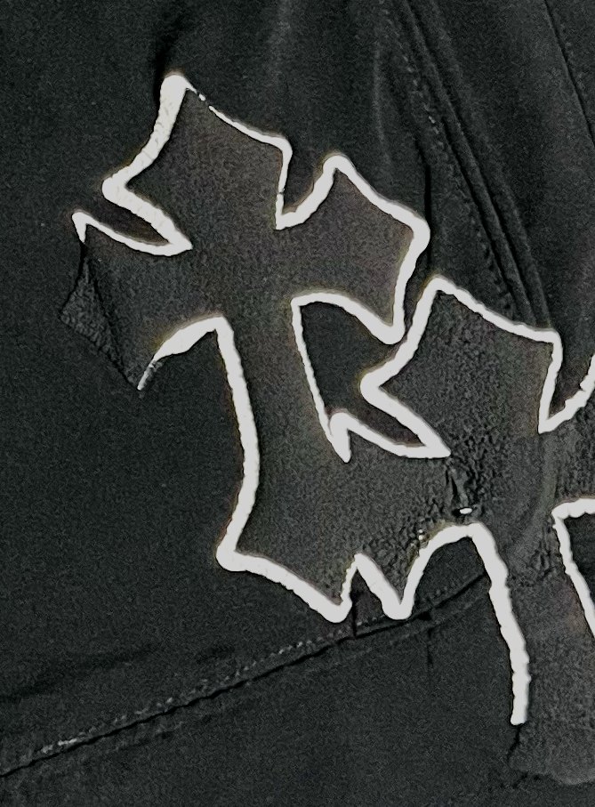 Gothic cross puff print on the Holy Grail woven short